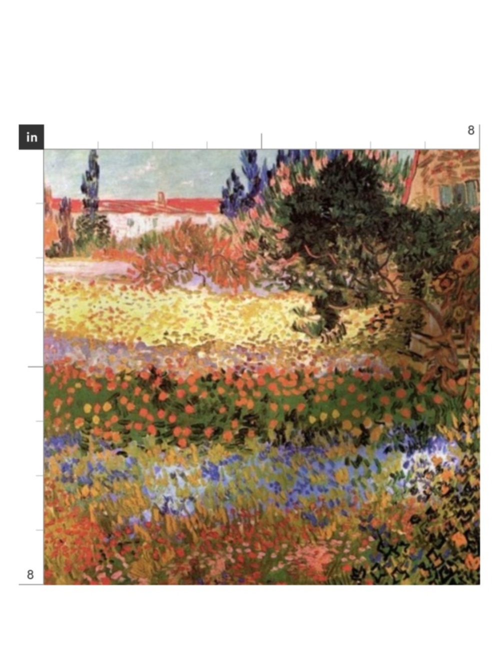 Van Gogh - Garden of Flowers - Fabric Swatch on Cotton